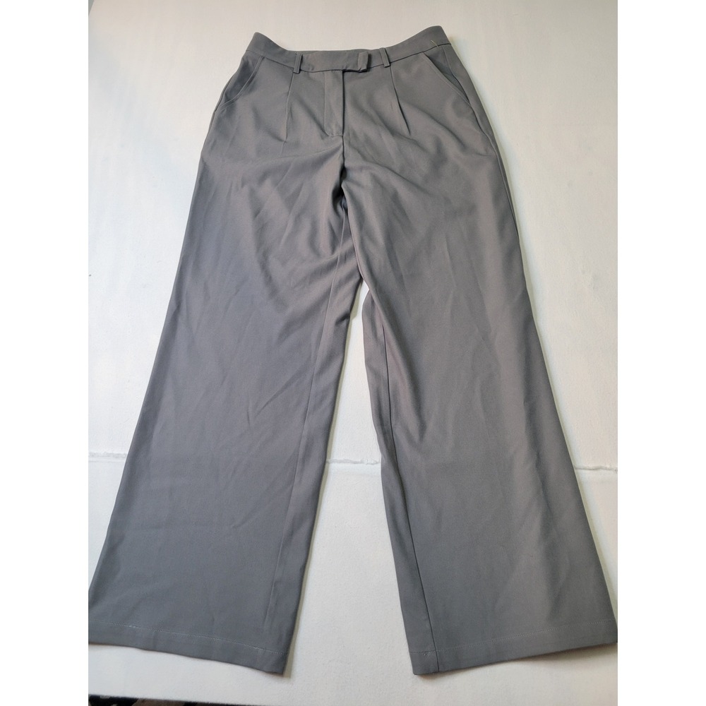 NiMin Women Charcoal Gray Wide Leg Trousers High Waisted Pleated Dress Pants